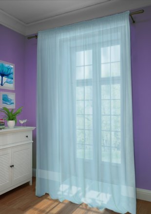 Тюль сетка на окно, полиэстер, 275 см, голубой - фото 1