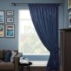 Портьера на окно зала сатин, полиэстер, синий, 280 см - фото 2