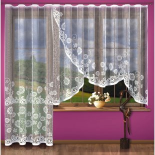 Комплект штор для балконной двери, кружево, кремовый, 250 см - фото 1