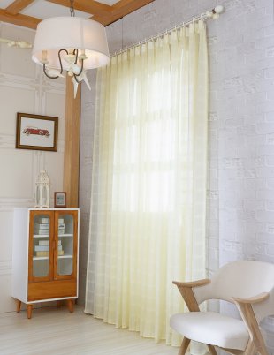 Тюль на окно гостиной, полиэстер, 230 см, кремовый - фото 1