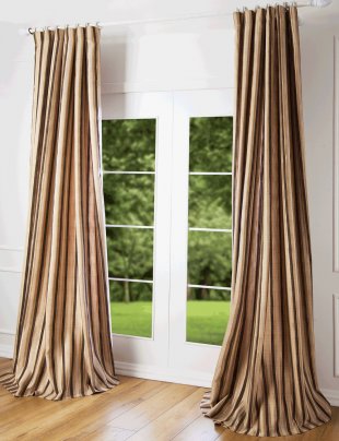 Комплект жаккардовых штор для окна, полиэстер, коричневый, 250 см - фото 1