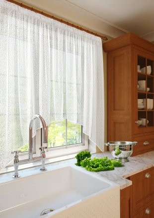 Тюль кружево для кухонного окна, кружево, 175 см, белый - фото 1