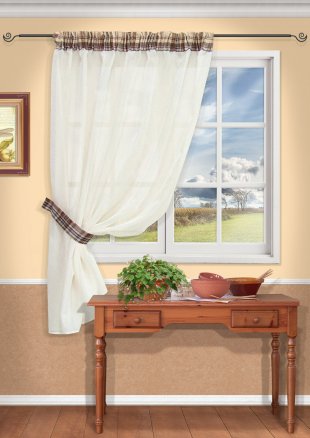 Тюль сетка для кухонного окна, полиэстер, 170 см, белый - фото 1