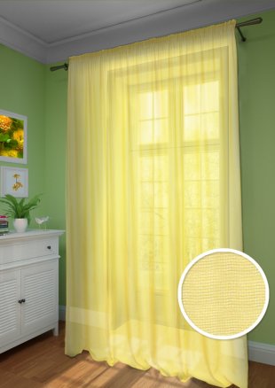 Тюль сетка на окно, полиэстер, 275 см, желтый - фото 1