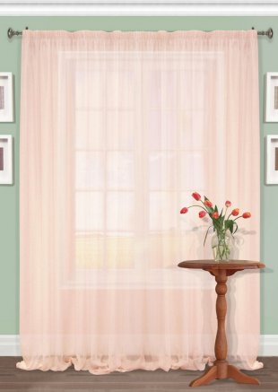 Тюль вуаль для гостиной, вуаль, 290 см, розовый - фото 1