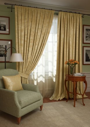 Комплект штор с тюлем из полуорганзы, полиэстер, коричневый, 280 см - фото 1