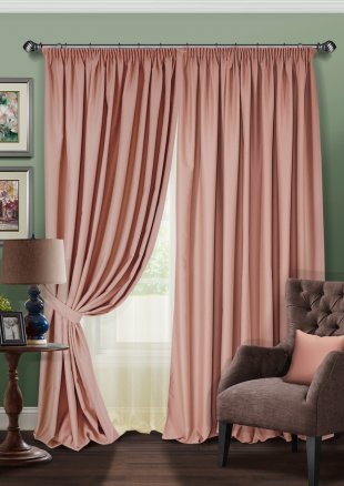 Комплект штор блэкаут с тюлем, полиэстер, розовый, 280 см - фото 1
