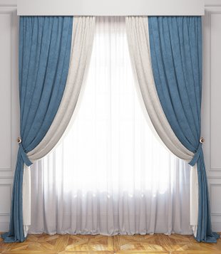 Комплект из двух штор софт с тюлем, полиэстер, белый, 250 см - фото 1