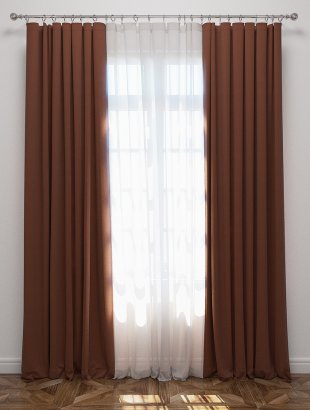 Комплект портьер блэкаут, полиэстер, коричневый, 250 см - фото 1