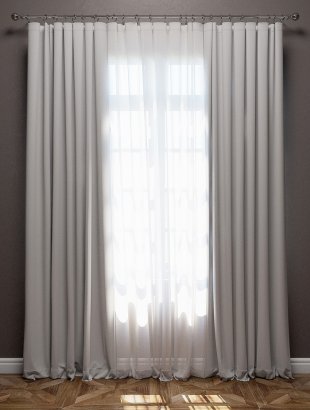 Комплект портьер блэкаут, полиэстер, серый, 250 см - фото 1