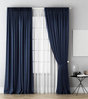 Комплект штор из матовой ткани, полиэстер, синий, 250 см - фото 1
