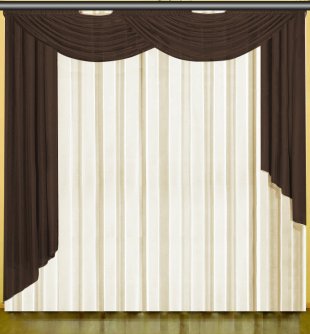 Тюль вуаль с ламбрекенами, вуаль, 270 см, коричневый - фото 1
