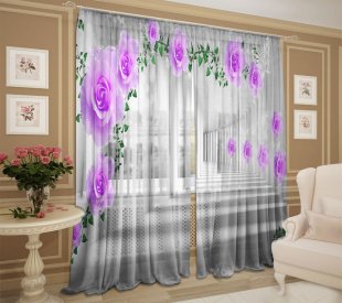 Тюль шифон для гостиной Динамика, полиэстер, 270 см, серый - фото 1