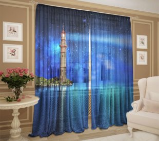 Тюль шифон для гостиной Путеводный маяк, полиэстер, 270 см, синий - фото 1