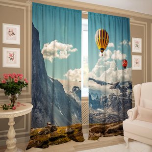 Комплект фотоштор Свобода, голубой, 270 см - фото 1
