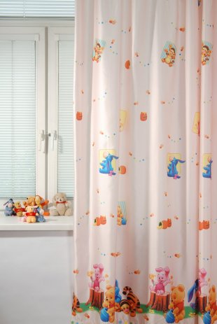 Портьера на окно для детской комнаты, полиэстер, розовый, 265 см - фото 1