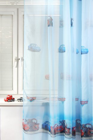 Тюль с рисунком для детской, вуаль, 265 см, голубой - фото 1