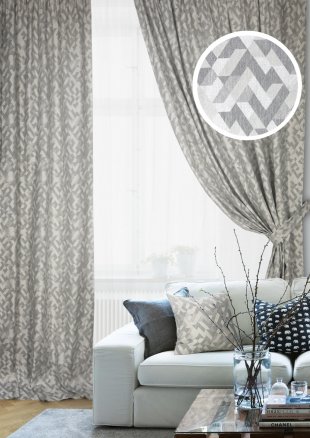 Комплект портьер из жаккарда, жаккард, серый, 270 см - фото 1