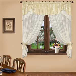 Штора для кухни с подхватами, вуаль, белый, 160 см - фото 1