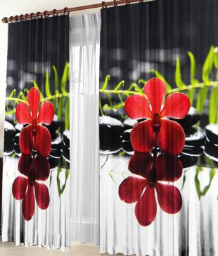Комплект фотоштор Ночной цветок, полиэстер, 270 см - фото 1