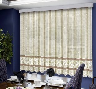 Тюль для кухни, полиэстер, 160 см, коричневый - фото 1