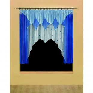 Комплект штор с ламбрекеном, полиэстер, голубой, 180 см - фото 1