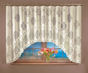 Штора кружево для окна кухни, кружево, 150 см, кремовый - фото 1