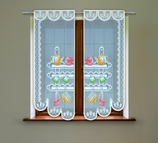Комплект штор кружево для кухни, кружево, 120 см, белый - фото 1