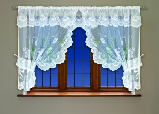 Комплект штор кружево для кухни, кружево, 90 см, белый - фото 1